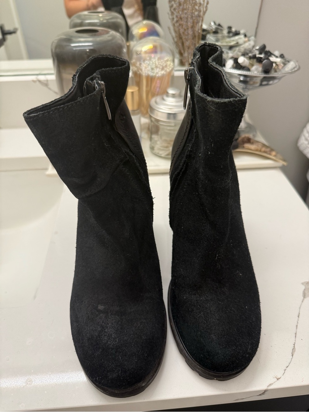 Sam Edelman Black Suede Ankle Booties with Side Zip